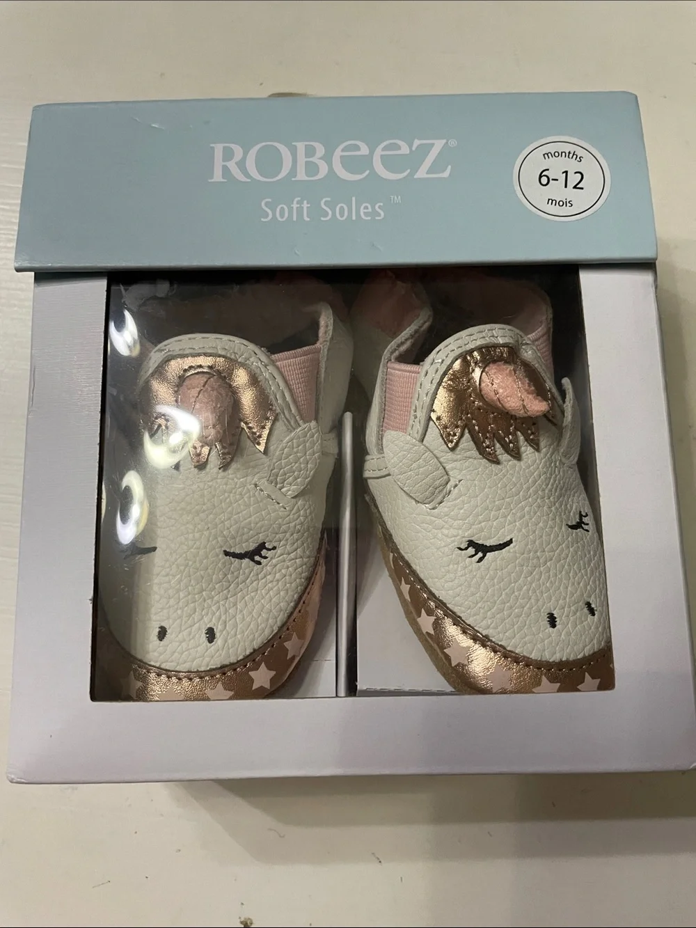NWT Robeez Soft Sole Unicorn shoes size 6-12 months